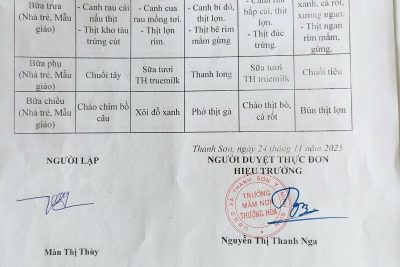 Thực đơn tuần 01/12-05/12/2025